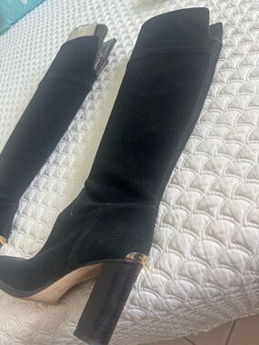 Michael Kors Black Suede Over-the-Knee Block Heel Boots